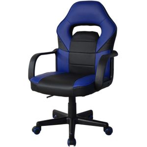 Gamestoel Thomas junior - bureaustoel racing gaming stijl - hoogte verstelbaar - zwart blauw