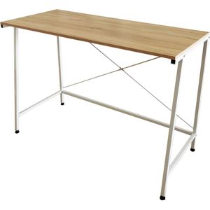 Bureau laptop computer tafel Stoer - industrieel - wit metaal blank hout