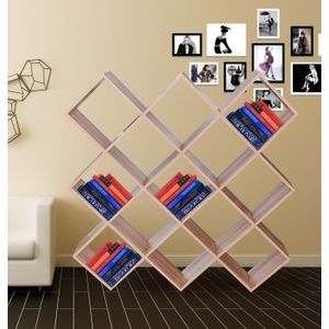 Boekenkast Vinyl LP kast roomdivider open design Nelis 13 vakken Licht eiken