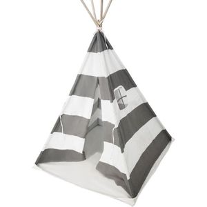 Wigwam tipi speeltent Floortje - indianen tent - met vloer kussen - linnen en katoen - wit grijs