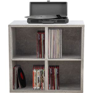 Platen vinyl lp kast - opbergen lp vinyl platen - boekenkast - grijs beton