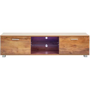 TV meubel - dressoir - led verlichting - 140 cm breed - bruin houtstructuur
