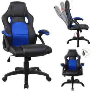 Gamestoel Wouter junior bureaustoel - racing gaming stijl - hoogte verstelbaar - zwart blauw