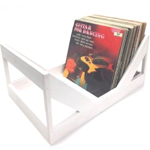 LP vinyl platen houten opberg krat decoratieve kist voor 100 stuks wit