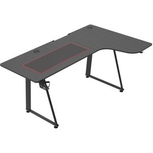 Bureau - L-Vorm - Zwart - Carbon Fiber - Met Accessoires