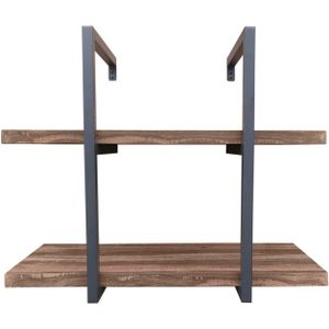 Wandrek ladder Stoer - wandplank boekenkast - wandkast - industrieel - 2 opbergplanken