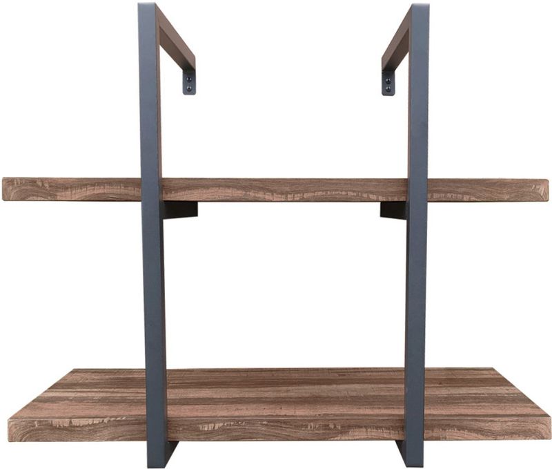 Wandrek ladder Stoer - wandplank boekenkast - wandkast - industrieel - 2 opbergplanken