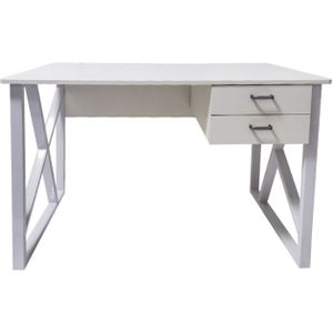 Bureau computer tafel Stoer - laptop buro - industrieel modern - metaal  hout - wit