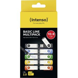 Intenso USB-Stick 10er Pack Basic Line 10 x 8 GB USB-stick 8 GB Geel, Groen, Blauw, Oranje, Zwart 3503561 USB-A 2.0