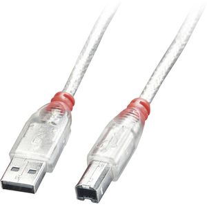 LINDY USB-kabel USB 2.0 USB-A stekker, USB-B stekker 0.50 m Transparant 41751