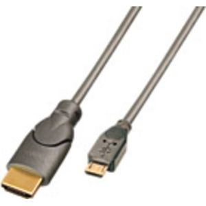 LINDY 41567 HDMI-kabel HDMI Aansluitkabel USB-micro-B stekker, HDMI-A-stekker 2.00 m Grijs