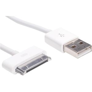 Akyga USB-kabel USB-A stekker, Apple 30-pins stekker 1.00 m Wit AK-USB-08