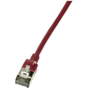 LogiLink CQ9014S RJ45 Netwerkkabel, patchkabel CAT 6A U/FTP 0.30 m Rood Extreem dun, Vlambestendig, Flexibel, Folie afscherming, Halogeenvrij, Snagless,