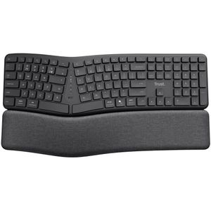 Trust Keyra ERGO Wireless Multi Keyboard DE Toetsenbord Bluetooth, Draadloos Ergonomisch QWERTZ, Duits Zwart
