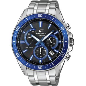 Casio EFR-552D-1A2VUEF Horloge Chronograaf (l x b x h) 53 x 47 x 12.3 mm Zilver-blauw Materiaal (behuizing): RVS Materiaal (armband): RVS