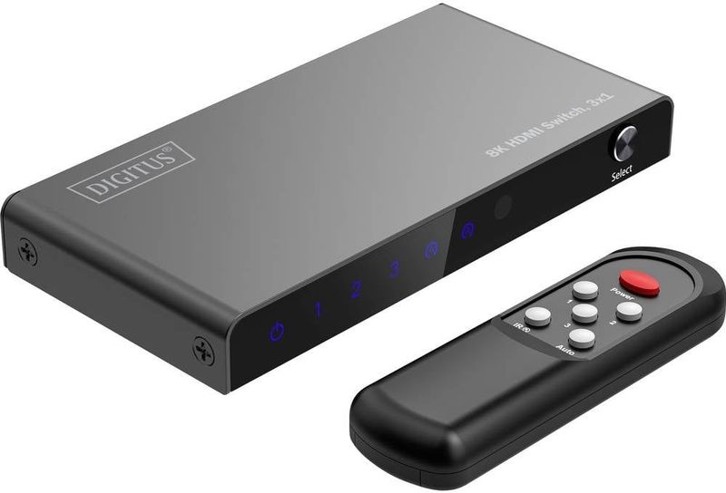 DIGITUS - DS-55333 - HDMI Switch - Zwart - UHD 8K/60 Hz, HDCP 2.3, HDMI 2.1, HDR, CEC, DTS, Dolby Digital, LPCM