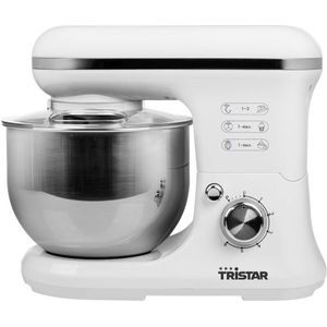 Tristar Keukenmachine MX-4817 - Keukenmixer - Inclusief 3 deeghaken - Vaatwasbestendig - 1200 watt - Wit