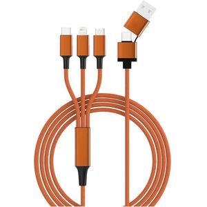 Smrter USB-laadkabel USB 2.0 Apple Lightning stekker, USB-A stekker, USB-C stekker, USB-micro-B stekker 1.20 m Oranje Met OTG-functie, Stoffen mantel