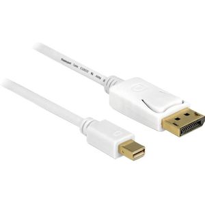 Delock 83485 DisplayPort-kabel Mini-displayport / DisplayPort Adapterkabel Mini DisplayPort-stekker, DisplayPort-stekker 7.00 m Wit Vergulde steekcontacten