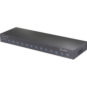 Renkforce 483 mm (19) Rack Mount 13-Port USB 3.2 Gen 2 Hub USB 3.2 Gen 2-hub 13 poorten Voor industriële toepassingen, Rackmontage mogelijk, Met metalen