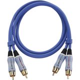 Oehlbach BEAT! Cinch Audio Aansluitkabel [2x Cinch-stekker - 2x Cinch-stekker] 5.00 m Blauw Vergulde steekcontacten