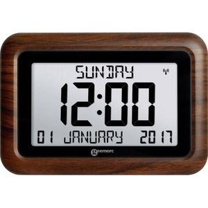 GEEMARC VISO10 Digitale kalender klok met complete dag / datum / tijdweergave - Houtlook