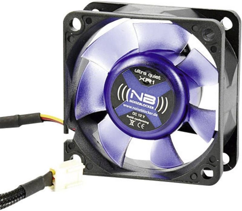 NoiseBlocker BlackSilent XR1 PC-ventilator Zwart, Blauw (transparant) (b x h x d) 60 x 60 x 25 mm