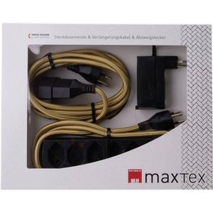 Cadeaubox MaxTex Stroom Verlengkabel Goud, Zwart 3.00 m Max Hauri AG 125377