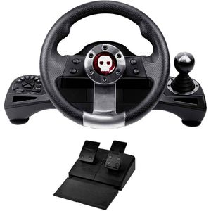 Konix Pro Steering Wheel Stuur PlayStation 4, Xbox One, Xbox Series S, Xbox Series X, Nintendo Switch Zwart Incl. versnellingspook, Incl. pedaal