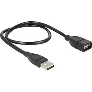 Delock USB-kabel USB 2.0 USB-A stekker, USB-A bus 0.50 m Zwart Flexibele zwanenhalskabel 83499