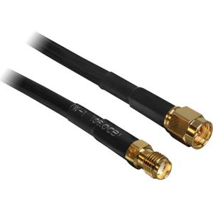 Delock WiFi-antenne Verlengkabel [1x SMA-stekker - 1x SMA-bus] 2.00 m Zwart Vergulde steekcontacten