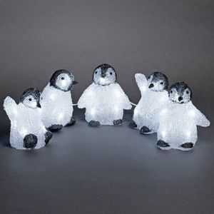 Konstsmide 6266-203 Acryl figuur Energielabel: F (A - G) Baby-pinguin Set van 5 stuks Koudwit LED Wit