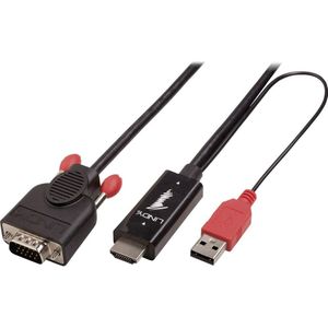 LINDY 41455 HDMI-kabel HDMI / VGA Adapterkabel HDMI-A-stekker, VGA-stekker 15-polig 1.00 m Zwart