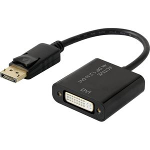 Renkforce RF-4299048 DisplayPort / DVI Adapter [1x DisplayPort stekker - 1x DVI-bus 24+5-polig] Zwart Vergulde steekcontacten 10.00 cm