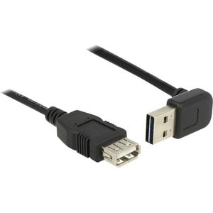 Delock USB-kabel USB 2.0 USB-A stekker, USB-A bus 1.00 m Zwart Stekker past op beide manieren, Vergulde steekcontacten, UL gecertificeerd 83547
