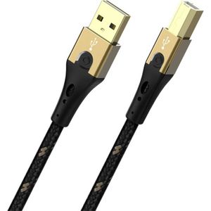 Oehlbach USB-kabel USB 2.0 USB-A stekker, USB-B stekker 2.00 m Zwart/goud D1C9542