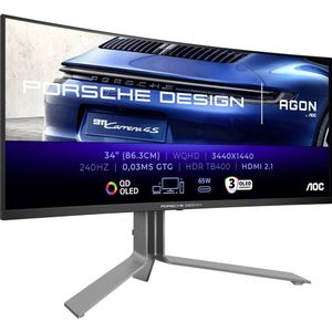 AOC PD3434 - Curved Monitor - Zwart - 34 Inch - QD-OLED - 3440 x 1440 Pixels