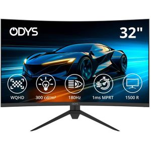 ODYS XP32-X LED-monitor Energielabel F (A - G) 81.3 cm (32 inch) 2560 x 1440 Pixel 16:9 1 ms HDMI 2.1, DisplayPort, Hoofdtelefoon (3.5 mm jackplug) VA LED