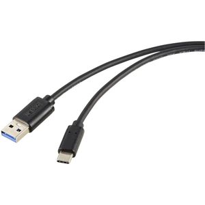 Renkforce USB-kabel USB 3.2 Gen2 USB-C stekker, USB-A stekker 1.00 m Zwart Afscherming totaal RF-5720404