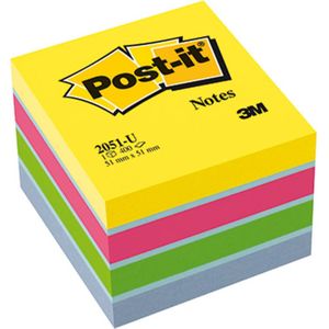 Post-it Plaknotitiekubus 2051-U 51 mm x 40 mm Ultrablauw, Ultra-geel, Ultra-groen, Ultra-roze 400 vellen