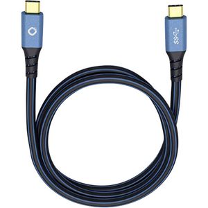 Oehlbach USB Plus CC USB 3.2 Gen 1 (USB 3.0) [1x USB-C stekker - 1x USB-C stekker] 3.00 m Blauw Vergulde steekcontacten