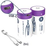 Ansmann LR20 USB-C Oplaadbare D Batterij (mono) Li-ion 6000 MAh 1.5 V 2 Stuk(s)