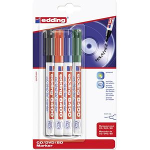 Edding 8400 CD/DVD marker Zwart, Rood, Groen, Blauw 0.5 mm, 1 mm