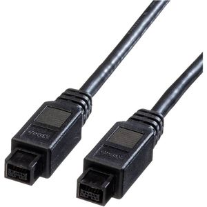 ROLINE IEEE 1394b / IEEE 1394 kabel, 9/9polig, zwart, 1,8 m