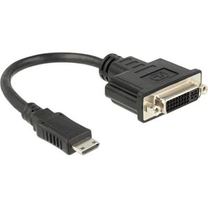 Delock 65564 HDMI / DVI Adapter [1x HDMI-stekker C mini - 1x DVI-bus 24+5-polig] Zwart 20.00 cm