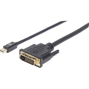 Manhattan 152150 DisplayPort-kabel Mini-displayport / DVI Adapterkabel Mini DisplayPort-stekker, DVI-D 24+1-polige stekker 1.80 m Zwart Folie afscherming,