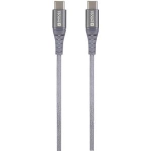 Skross USB-kabel USB 2.0 USB-C stekker, USB-C stekker 1.20 m Space grijs Rond, Flexibel, Stoffen mantel SKCA0017C-C120CN