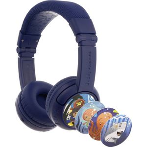 onanoff BuddyPhones® On Ear headset Kinderen Bluetooth, Kabel Donkerblauw Volumebegrenzing, Vouwbaar, Headset