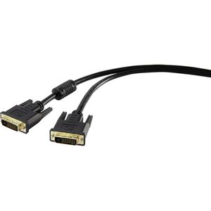 Renkforce RF-4212195 DVI-kabel DVI Aansluitkabel DVI-D 24+1-polige stekker, DVI-D 24+1-polige stekker 1.80 m Zwart Met Ferrietkern, Vergulde steekcontacten