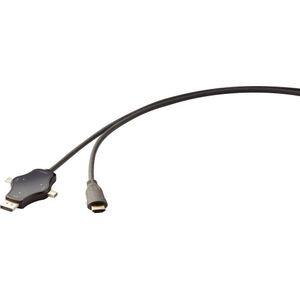 Renkforce RF-3909364 Cable sharing Verbindingskabel [3x DisplayPort stekker, Mini-DisplayPort stekker, USB 3.2 Gen 2 stekker C (USB 3.1) - 1x HDMI-stekker]
